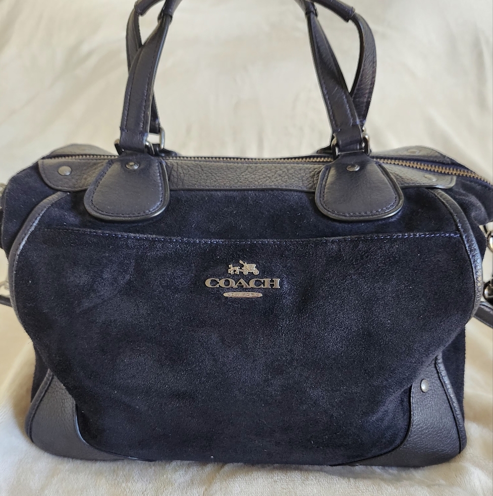 Blue suede& leather COACH purse